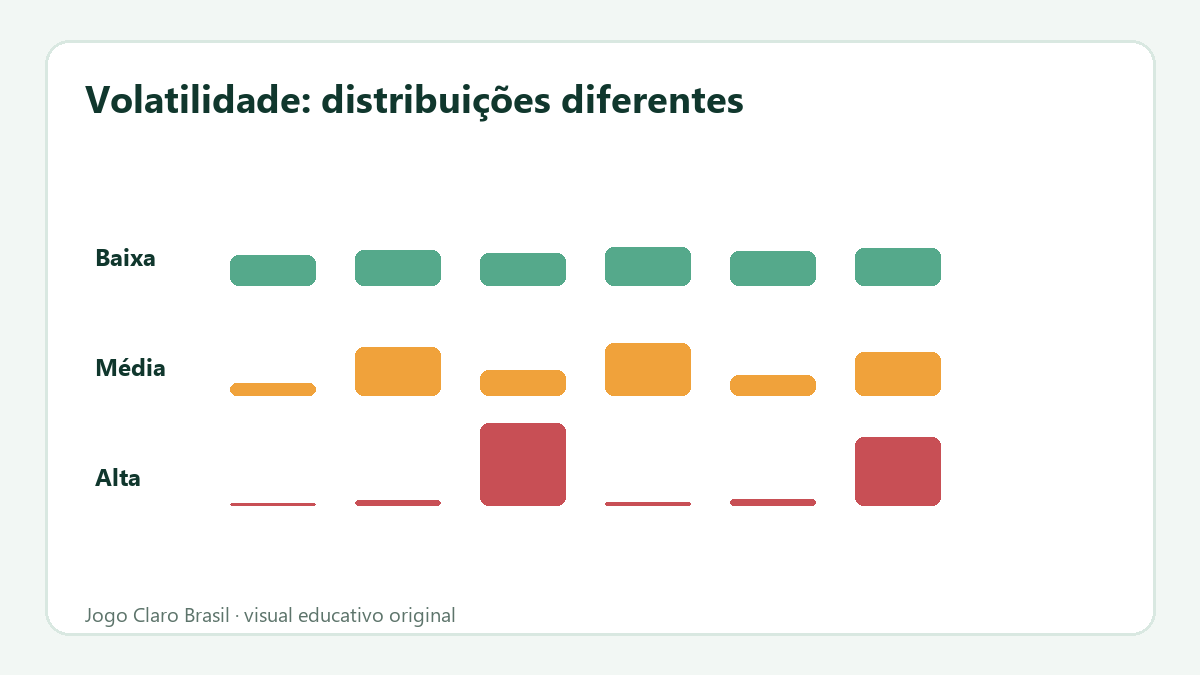 Três distribuições ilustrativas mostram retornos mais estáveis, intermediários e mais dispersos.
